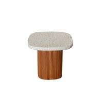 丹麥Tolv 京都園水磨石茶几 (白/橡木)