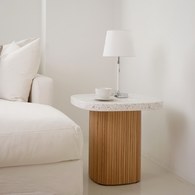 丹麥Tolv 京都園水磨石茶几 (白/橡木)