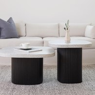 丹麥Tolv 京都園水磨石茶几 (灰/黑)