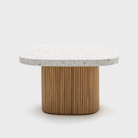 丹麥Tolv 京都園水磨石茶几 (白/橡木)