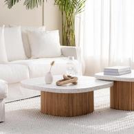 丹麥Tolv 京都園水磨石茶几 (白/橡木)