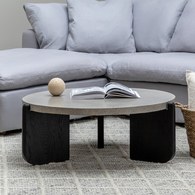 丹麥Tolv 水磨石面圓形茶几 (黑)