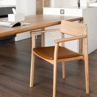 丹麥Tolv Poise典藏實木扶手椅(橡木/皮革椅墊)