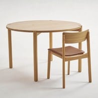 丹麥Tolv Poise典藏實木可堆疊單椅(橡木/皮革椅墊)