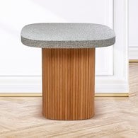丹麥Tolv 京都園水磨石茶几 (灰/橡木、55公分)
