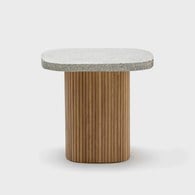 丹麥Tolv 京都園水磨石茶几 (灰/橡木、55公分)