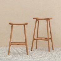 丹麥Tolv Odd 微波浪皮革吧台椅 (橡木/淺焦糖)