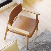 丹麥Tolv Poise典藏實木單人沙發 (橡木/皮革椅墊)