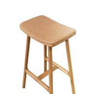 丹麥Tolv Odd 微波浪皮革吧台椅 (橡木/淺焦糖)