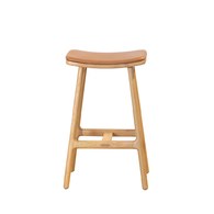 丹麥Tolv Odd 微波浪皮革吧台椅 (橡木/焦糖皮、高66.5公分)