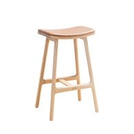 丹麥Tolv Odd 微波浪皮革吧台椅 (橡木/焦糖皮、高66.5公分)