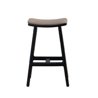 丹麥Tolv Odd 微波浪皮革吧台椅 (黑/深褐皮、高66.5公分)