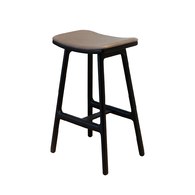 丹麥Tolv Odd 微波浪皮革吧台椅 (黑/深褐皮、高66.5公分)