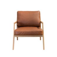 丹麥Tolv 斜背休閒皮革單人沙發 (深焦糖)
