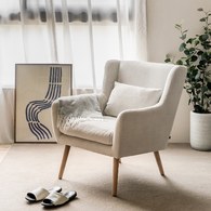 丹麥Tolv 北歐優雅扶手單人沙發 (米白)