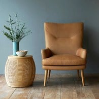 丹麥Tolv 一字縫線皮革單人沙發 (焦糖)