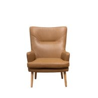 丹麥Tolv 一字縫線皮革單人沙發 (焦糖)