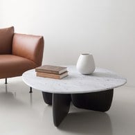 丹麥Tolv 三角摩登大理石茶几 (黑/橡木、90公分)