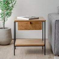 丹麥Tolv Feya 俐落金屬腳方形邊桌(橡木)