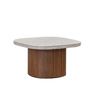 丹麥Tolv 京都園水磨石茶几 (暖灰/深橡木)