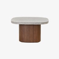 丹麥Tolv 京都園水磨石茶几 (暖灰/深橡木)