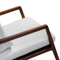 丹麥Tolv 斜背休閒布面單人沙發 (混麻灰/胡桃木)