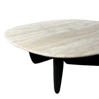 丹麥Tolv 三角摩登洞石茶几 (黑/橡木、90公分)