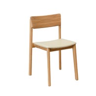 丹麥Tolv Poise典藏實木可堆疊單椅(橡木/米白皮革椅墊)