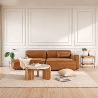 丹麥Tolv Baker積木皮革三人座沙發 (右向、焦糖)