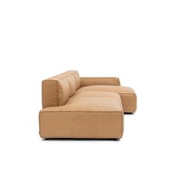 丹麥Tolv Baker積木皮革四人座沙發 (右向、焦糖)