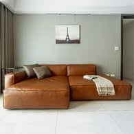 丹麥Tolv Baker積木皮革三人座沙發 (左向、焦糖)