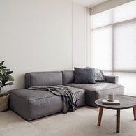 丹麥Tolv Baker積木皮革沙發（右向 鐵灰 ）