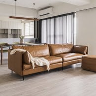 丹麥Tolv Weekend北歐假日皮革沙發 (焦糖色、270公分)