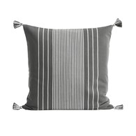 丹麥Tine K Home 流蘇條紋方形靠枕 (灰)