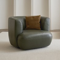 丹麥 Tolv Sophie索菲皮革單人沙發 (深橄欖綠)