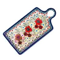 波蘭 Zaklady 小紅花園長形陶瓷托盤 (長28.5公分)