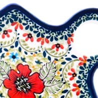 波蘭 Zaklady 小紅花園長形陶瓷托盤 (長28.5公分)