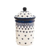 波蘭 Zaklady 藍花星點陶瓷圓型儲物罐 (直徑13.5公分)