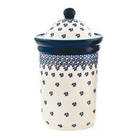 波蘭 Zaklady 藍花星點陶瓷圓型儲物罐 (直徑16.5公分)