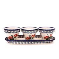 波蘭 Zaklady 紅火花季陶瓷陶瓷盆栽3入組