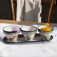 波蘭 Zaklady 紅火花季陶瓷陶瓷盆栽3入組