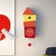 義大利 Progetti 歪房子咕咕鐘(橘紅色)