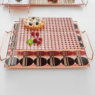 西班牙GanRugs 普普風圓點磁磚托盤 (紅黑)