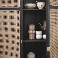 荷蘭HkLiving RETRO藤編田園風多格高櫃(黑)