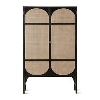 荷蘭HkLiving RETRO藤編田園風多格高櫃(黑)