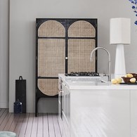 荷蘭HkLiving RETRO藤編田園風多格高櫃(黑)