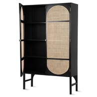 荷蘭HkLiving RETRO藤編田園風多格高櫃(黑)