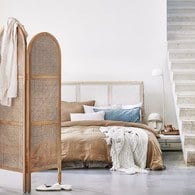 荷蘭HkLiving 圓弧狀微簍空手工藤編屏風