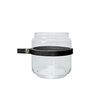 泰國DesignersField 黑色皮革玻璃矮罐