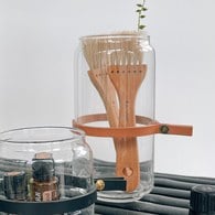 泰國DesignersField 原色皮革玻璃罐 (細帶款)